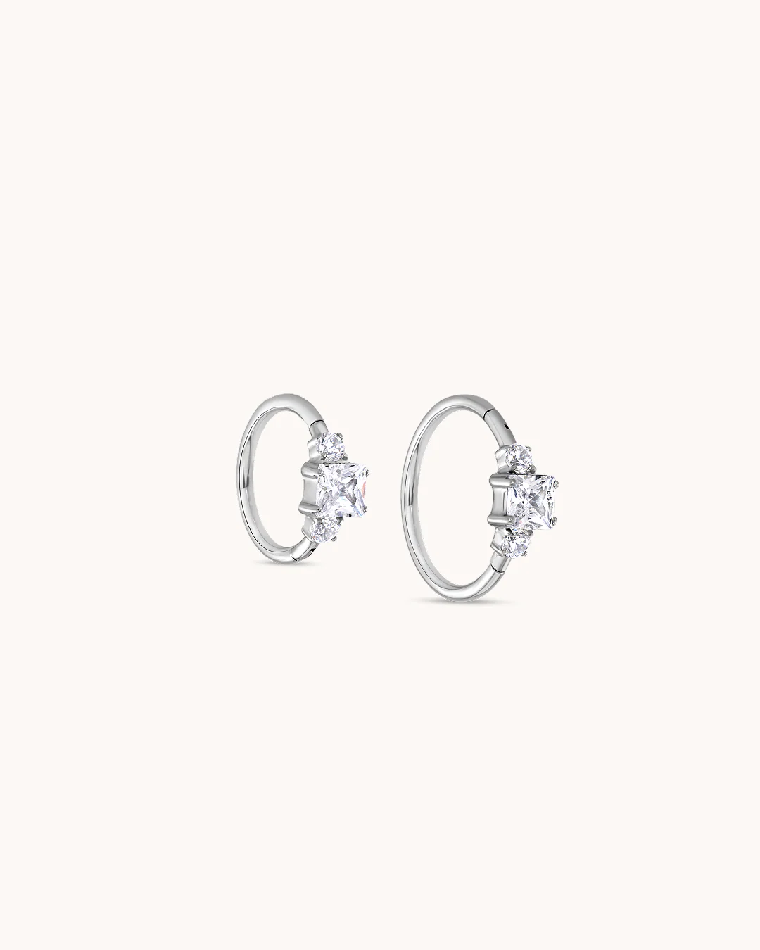 Seamless Triple Crystal Hoop In Platinum - Image 3