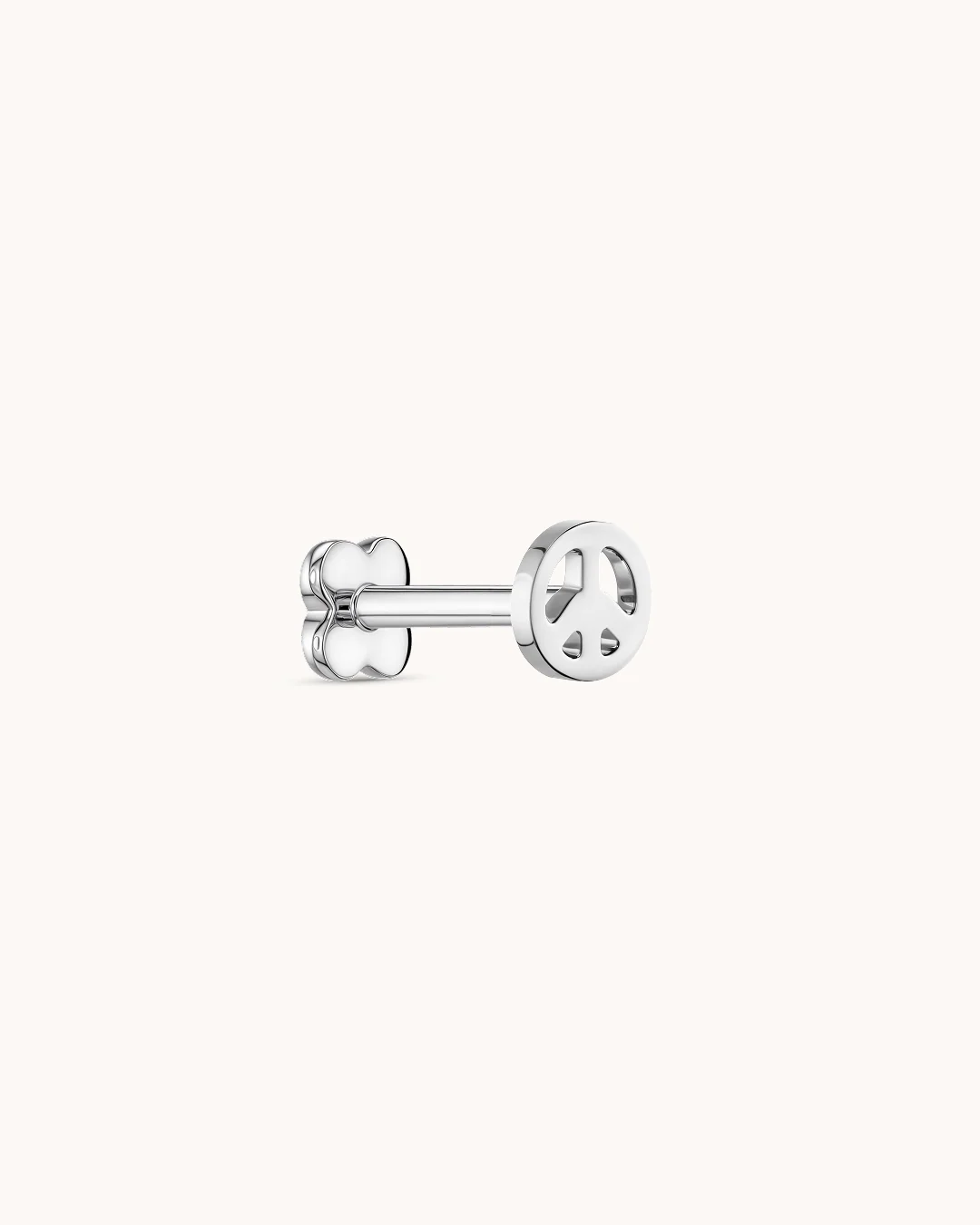 Peace Sign Piercing Stud In Platinum