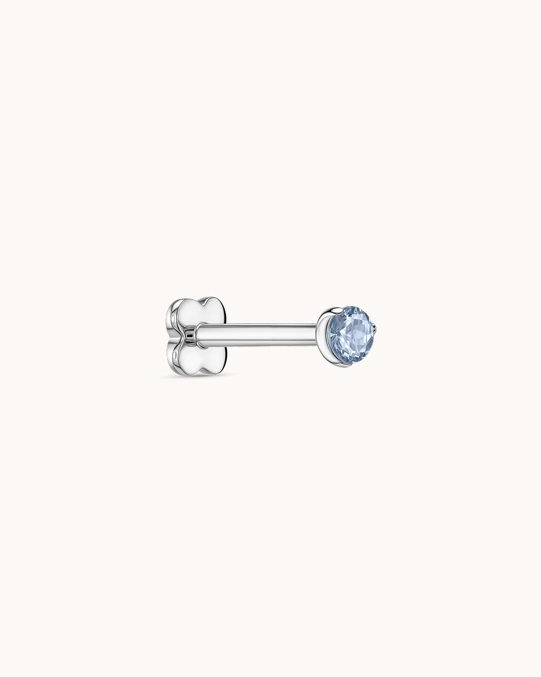 Round Crystal Piercing Stud in Platinum