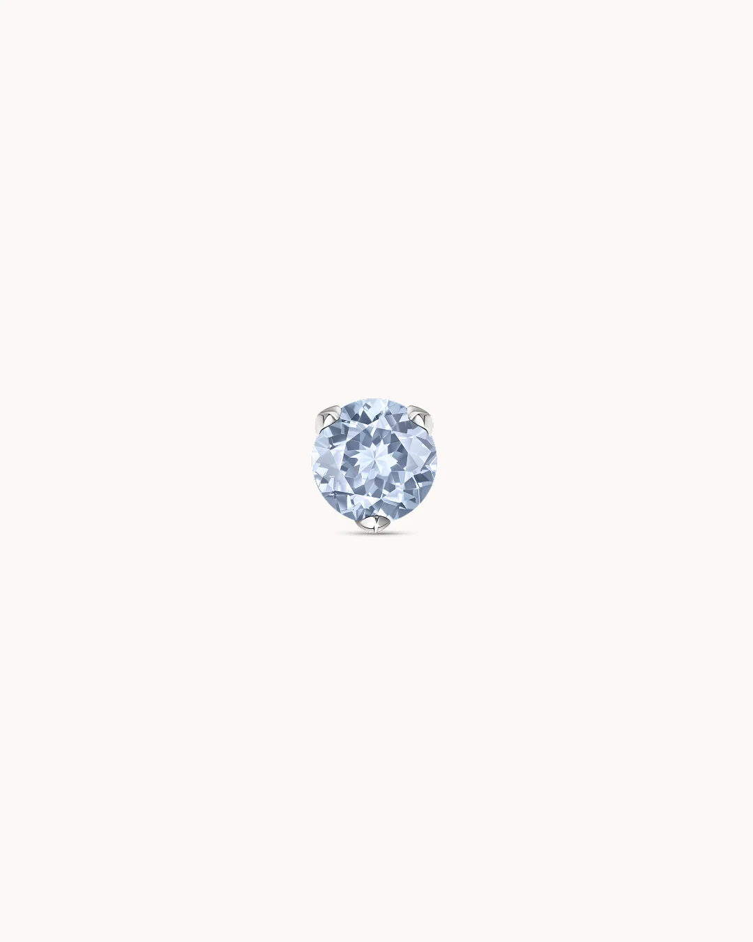Round Crystal Piercing Stud in Platinum - Image 2