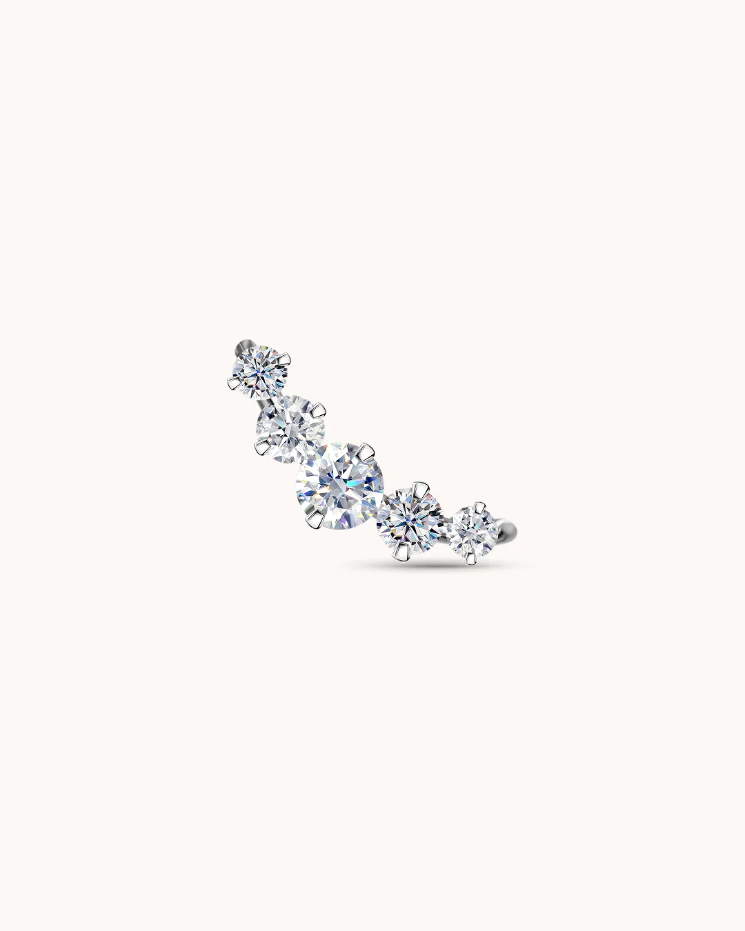 5 Round Crystal Bar Piercing Stud In Platinum - Image 2