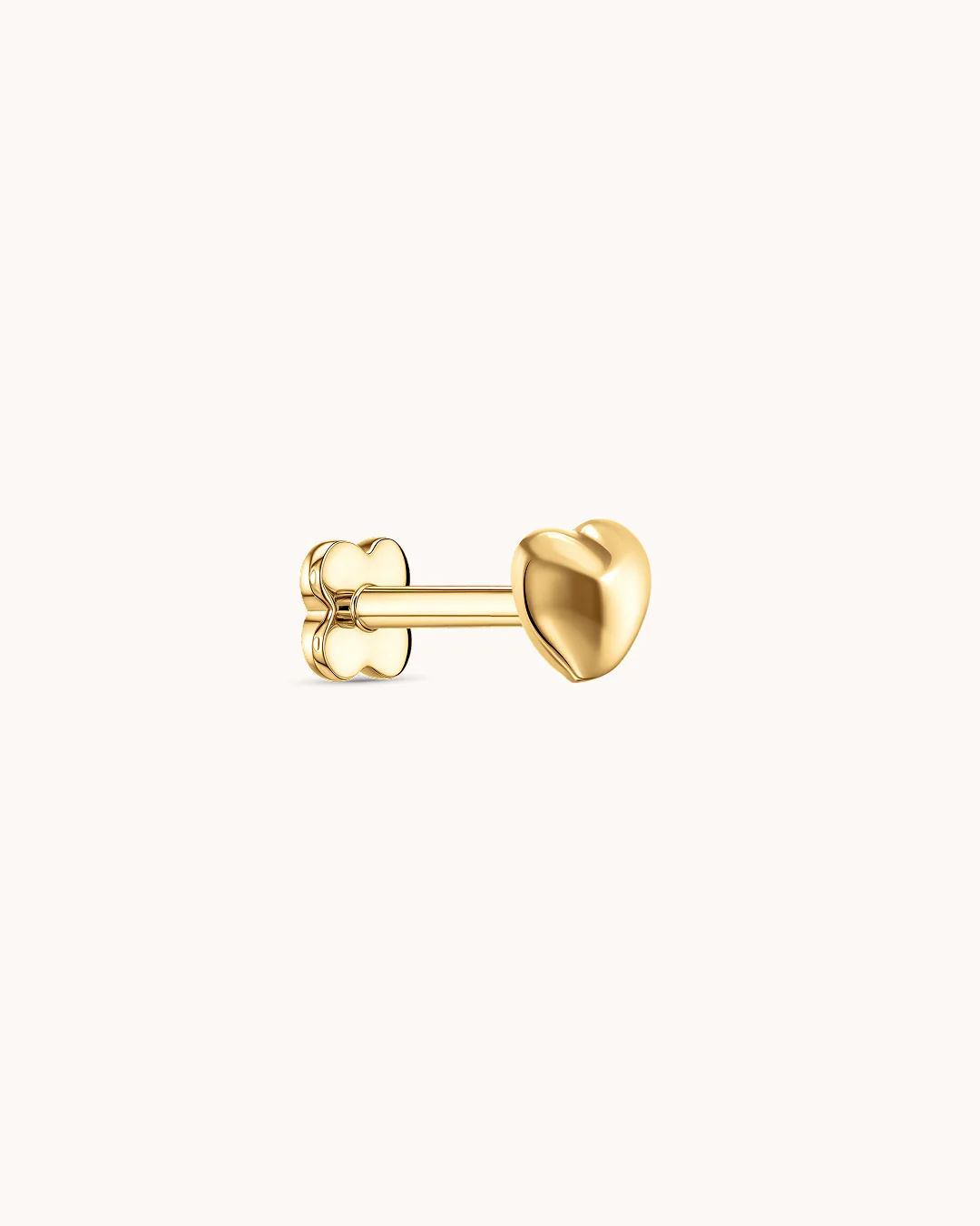 3D Heart Piercing Stud In Gold