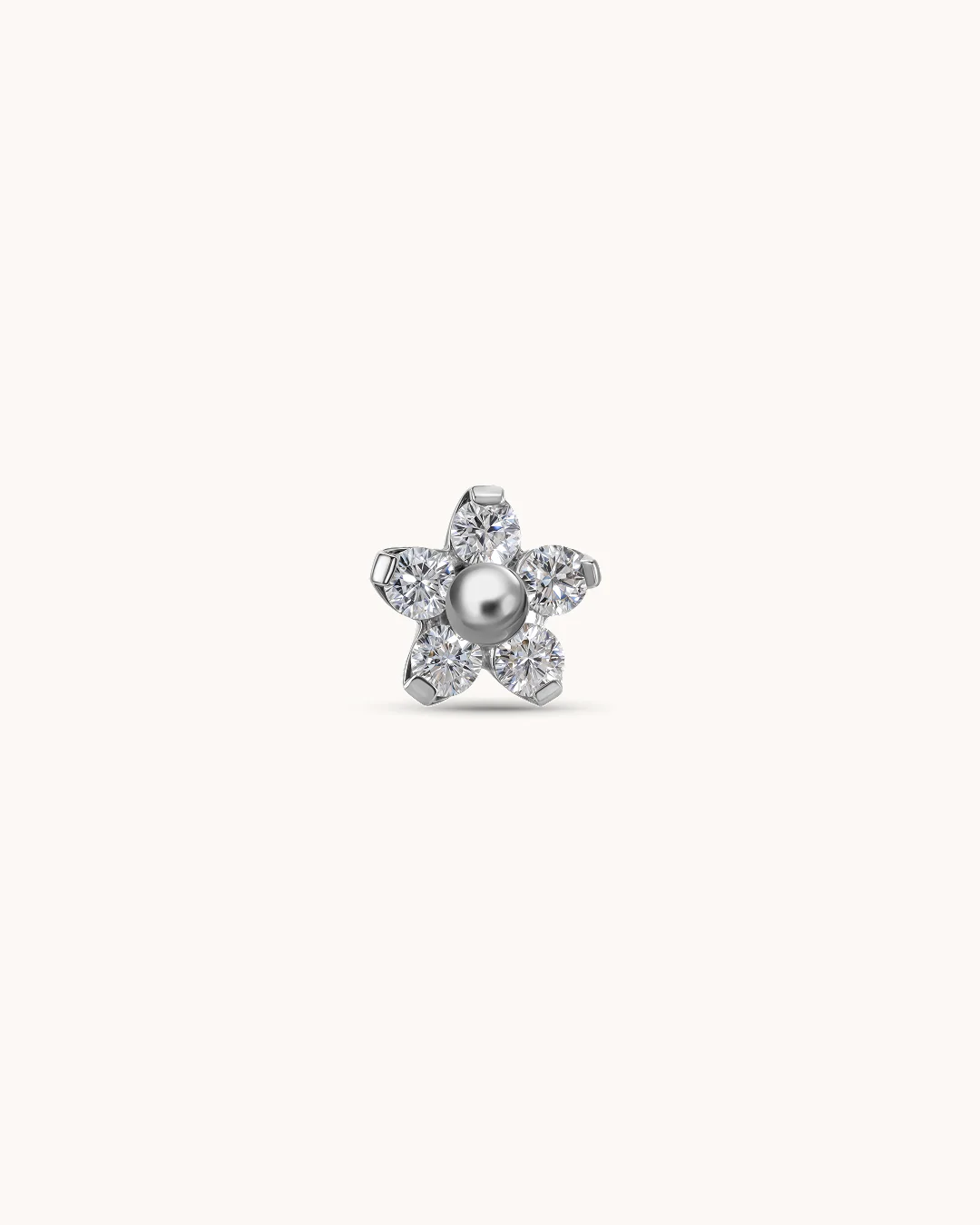 5 Crystal Flower Piercing Stud in Platinum - Image 2