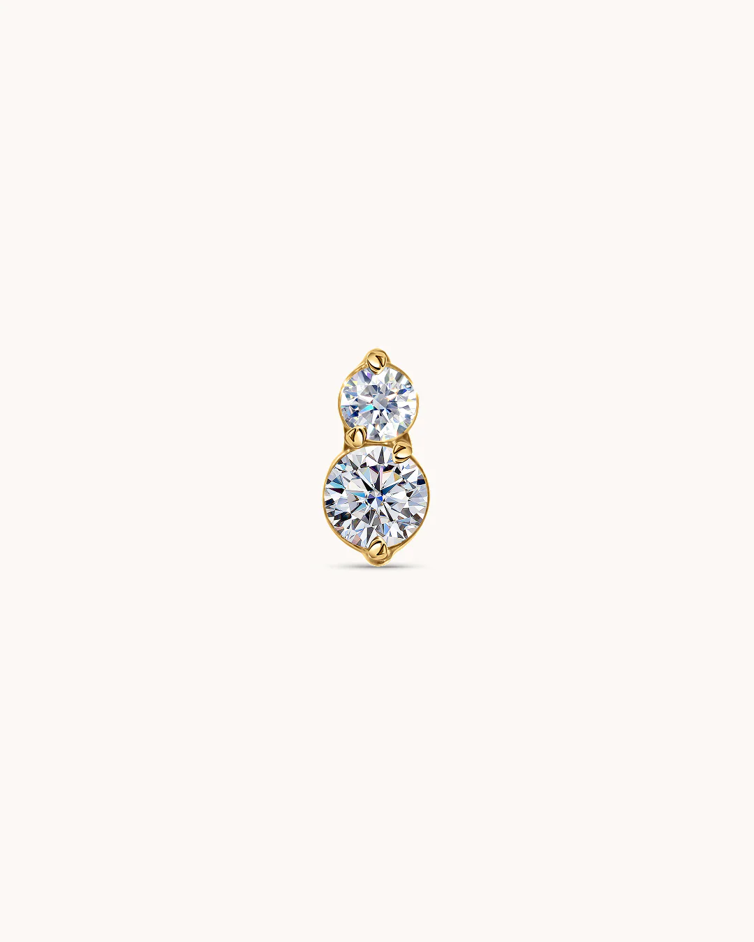Double Round Crystal Piercing Stud In Gold - Image 2