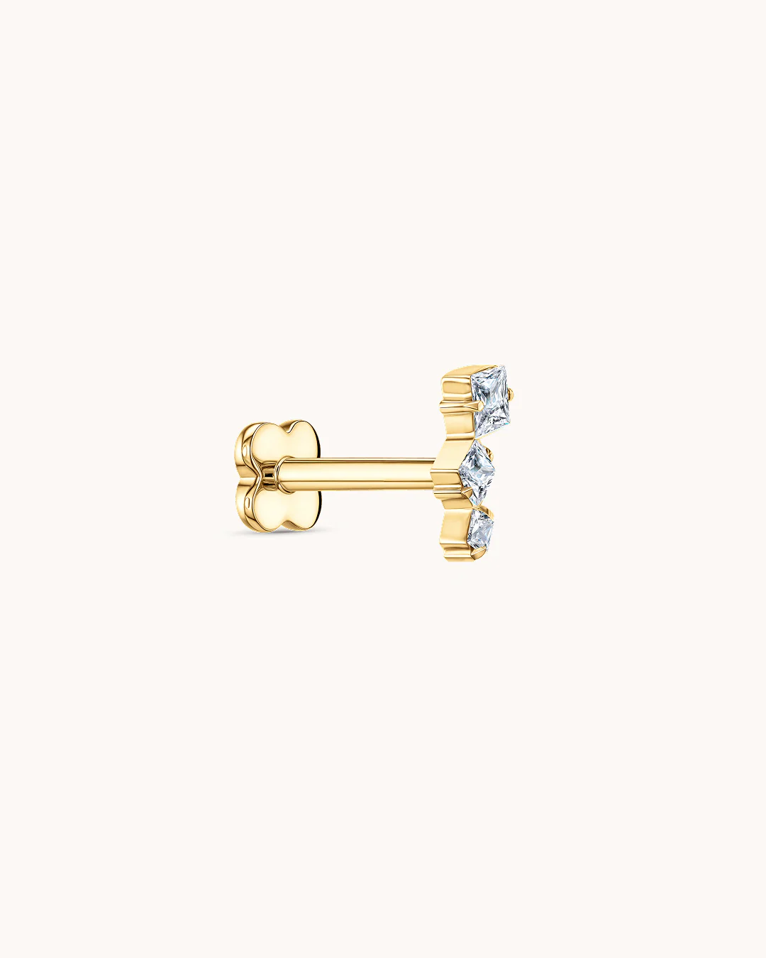 Graduated Triple Crystal Piercing Stud In Gold
