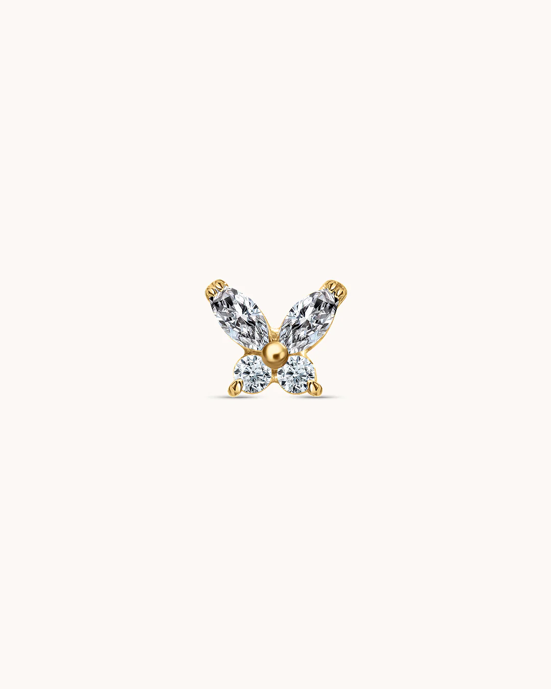 Crystal Butterfly Piercing Stud In Gold - Image 2
