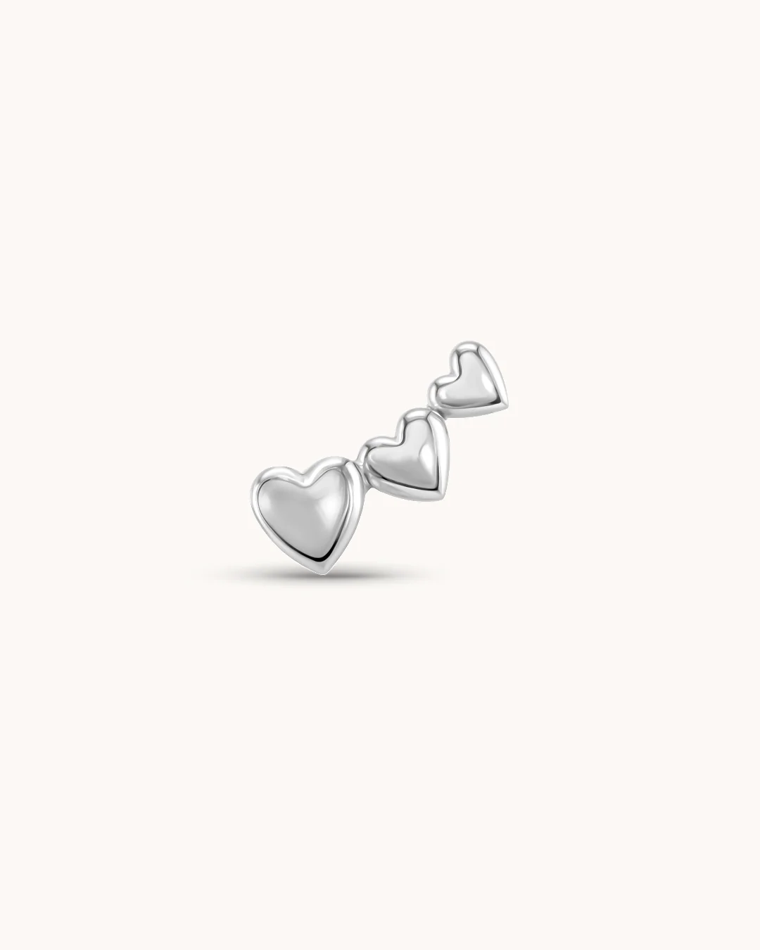 Triple Heart Bar Piercing Stud In Platinum - Image 2