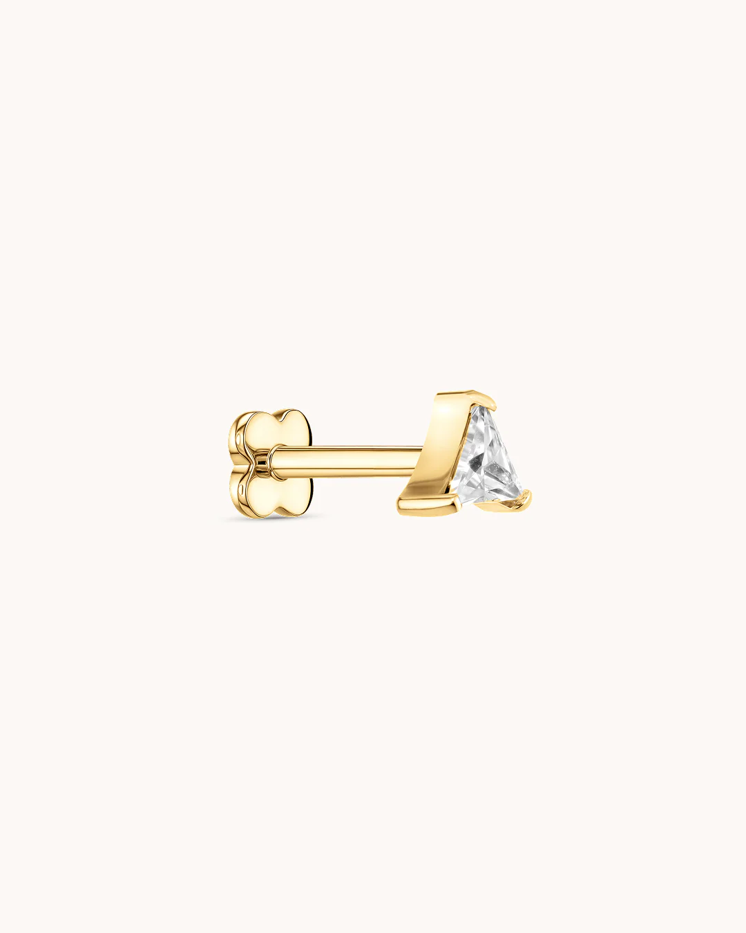 Crystal Triangle Piercing Stud In Gold