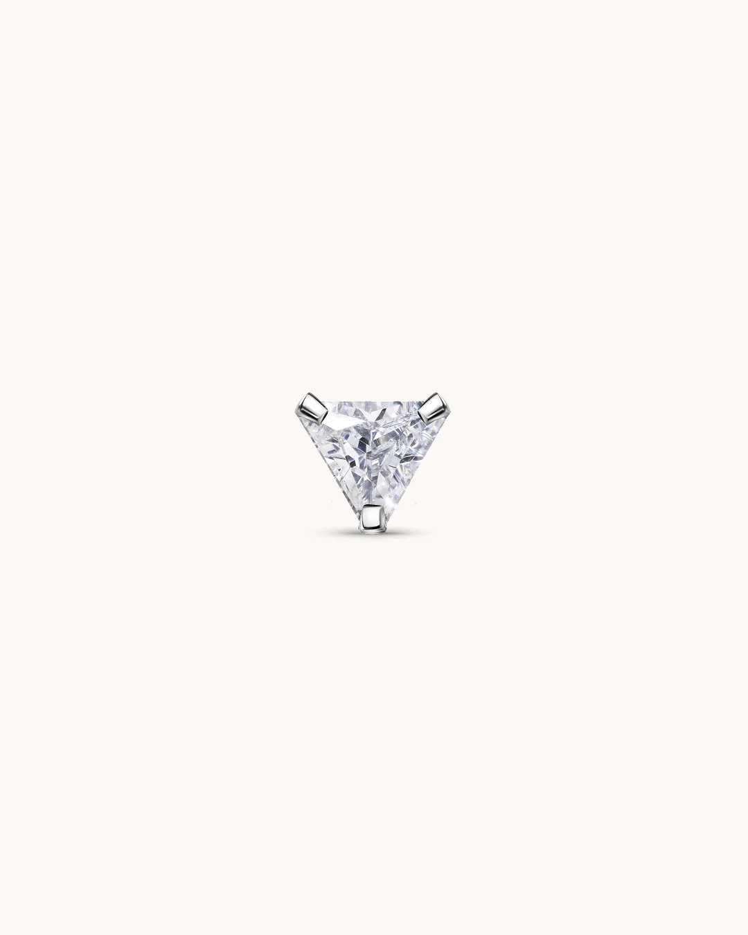 Crystal Triangle Piercing Stud In Platinum - Image 2