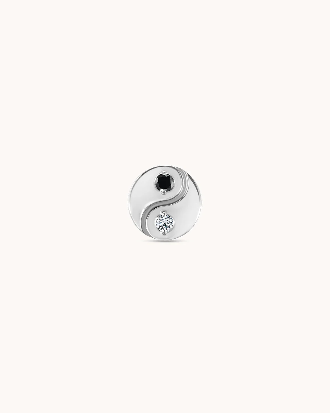 Crystal Yin-Yang Piercing Stud In Platinum - Image 2