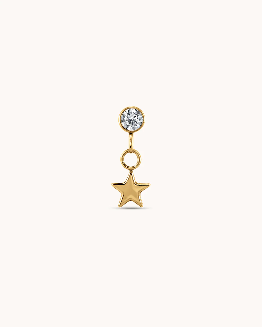 Round Crystal Star Drop Piercing Stud In Gold - Image 2