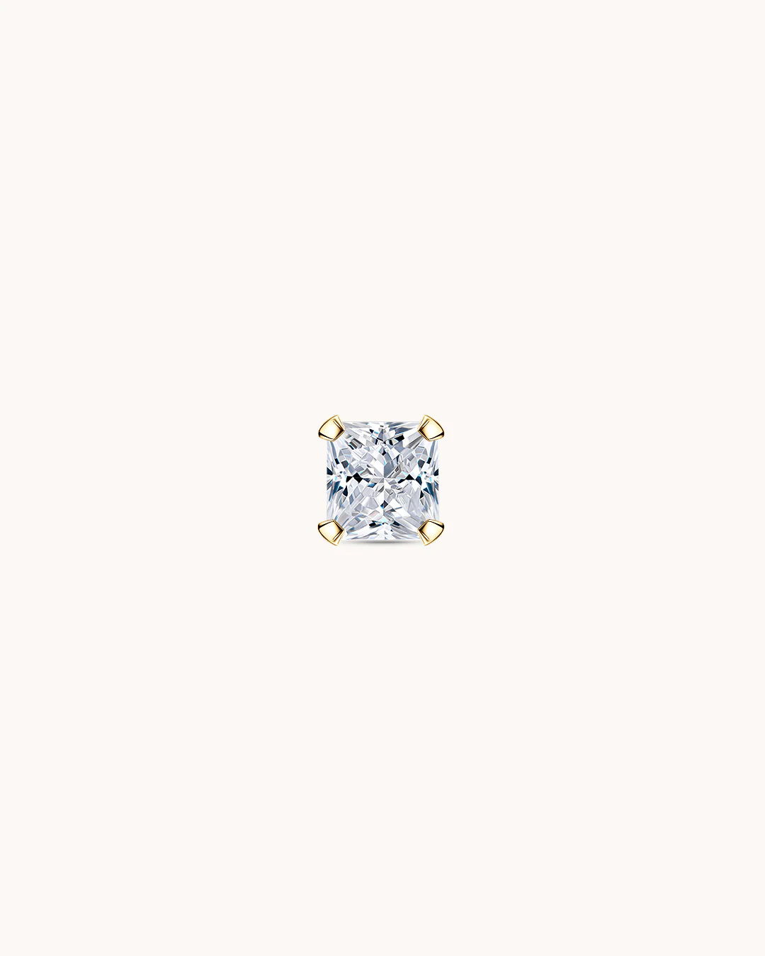 Square Crystal Piercing Stud In Gold - Image 2