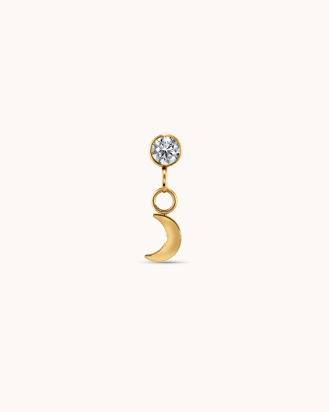 Round Crystal Moon Drop Piercing Stud In Gold - Image 2