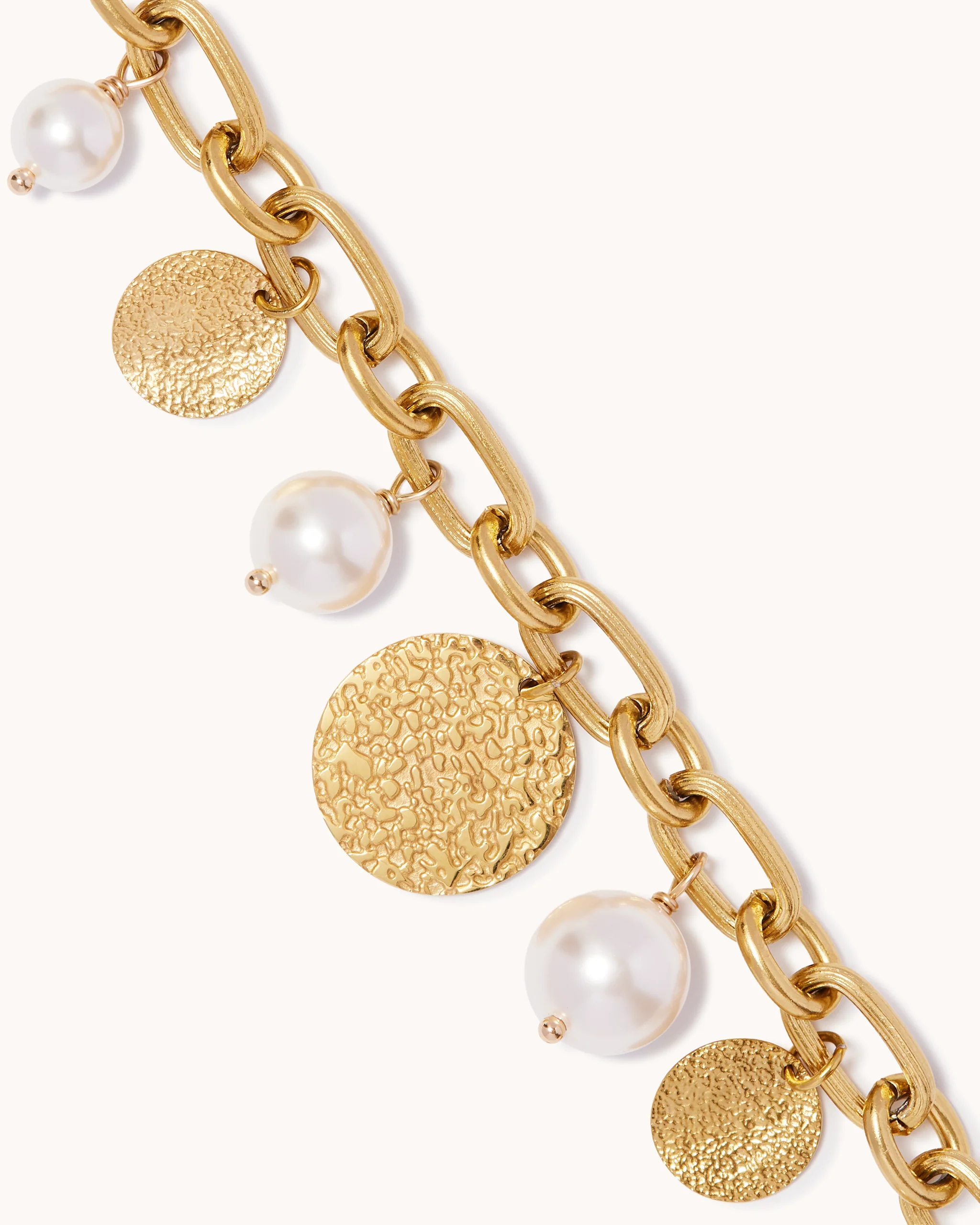 Chunky Disc & Pearl Charm Bracelet - Image 3