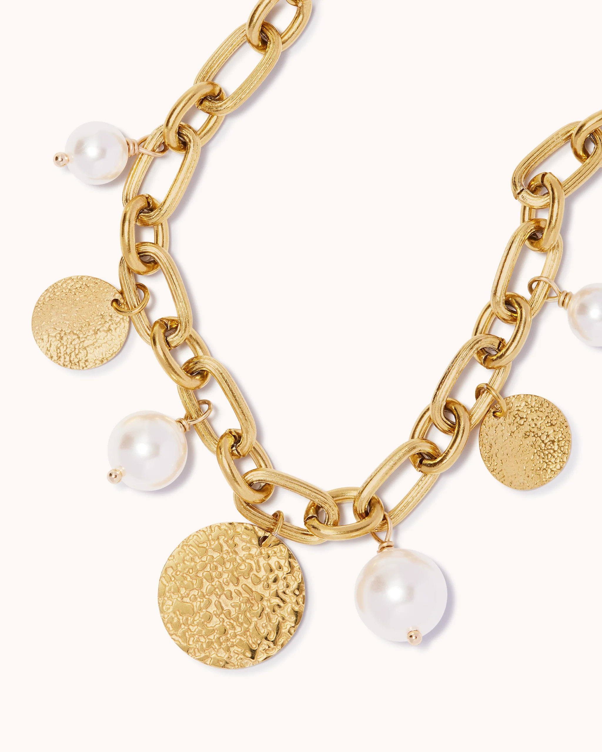 Chunky Disc & Pearl Charm Bracelet - Image 5
