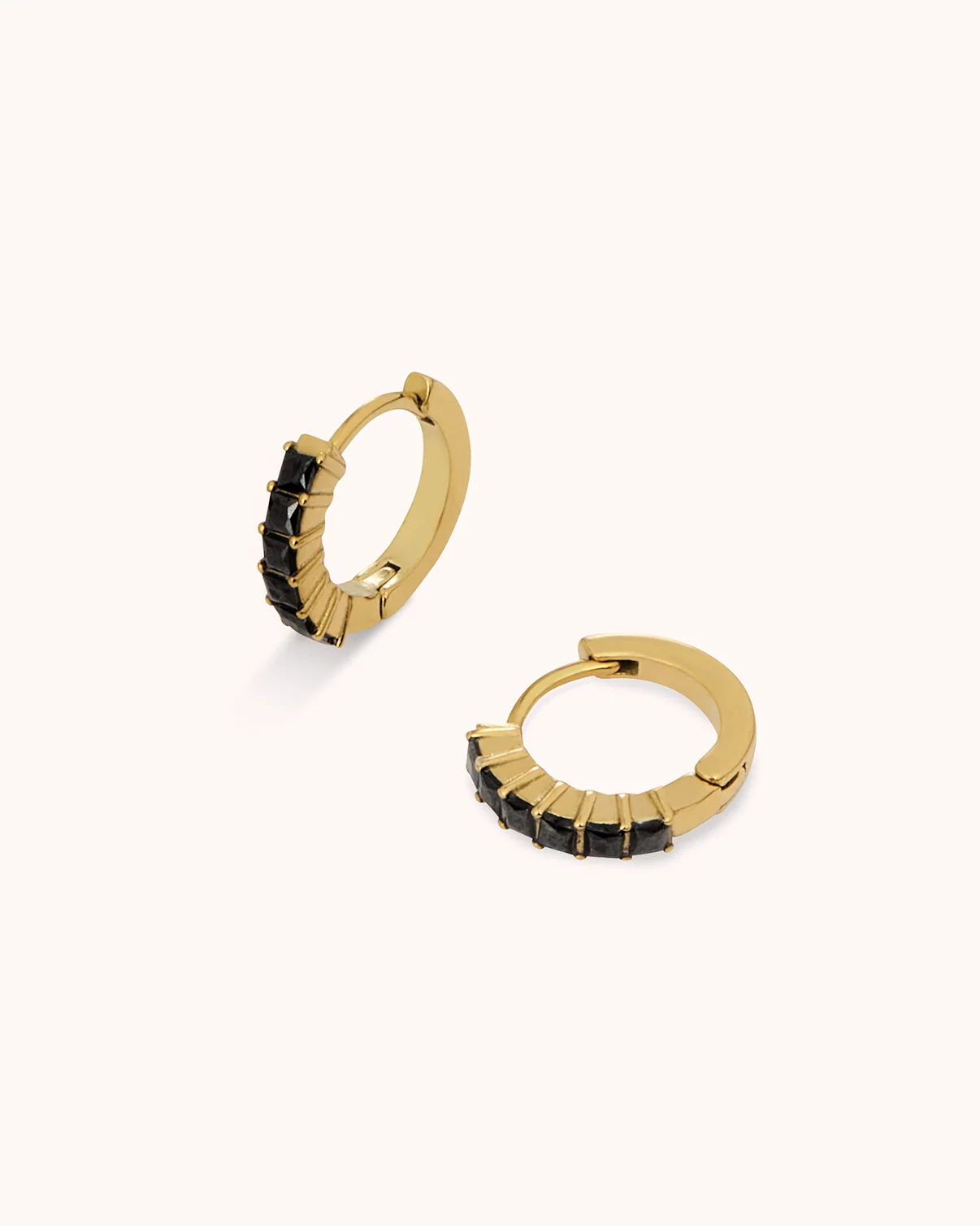 Square Cubic Zirconia Huggies in Gold - Image 3