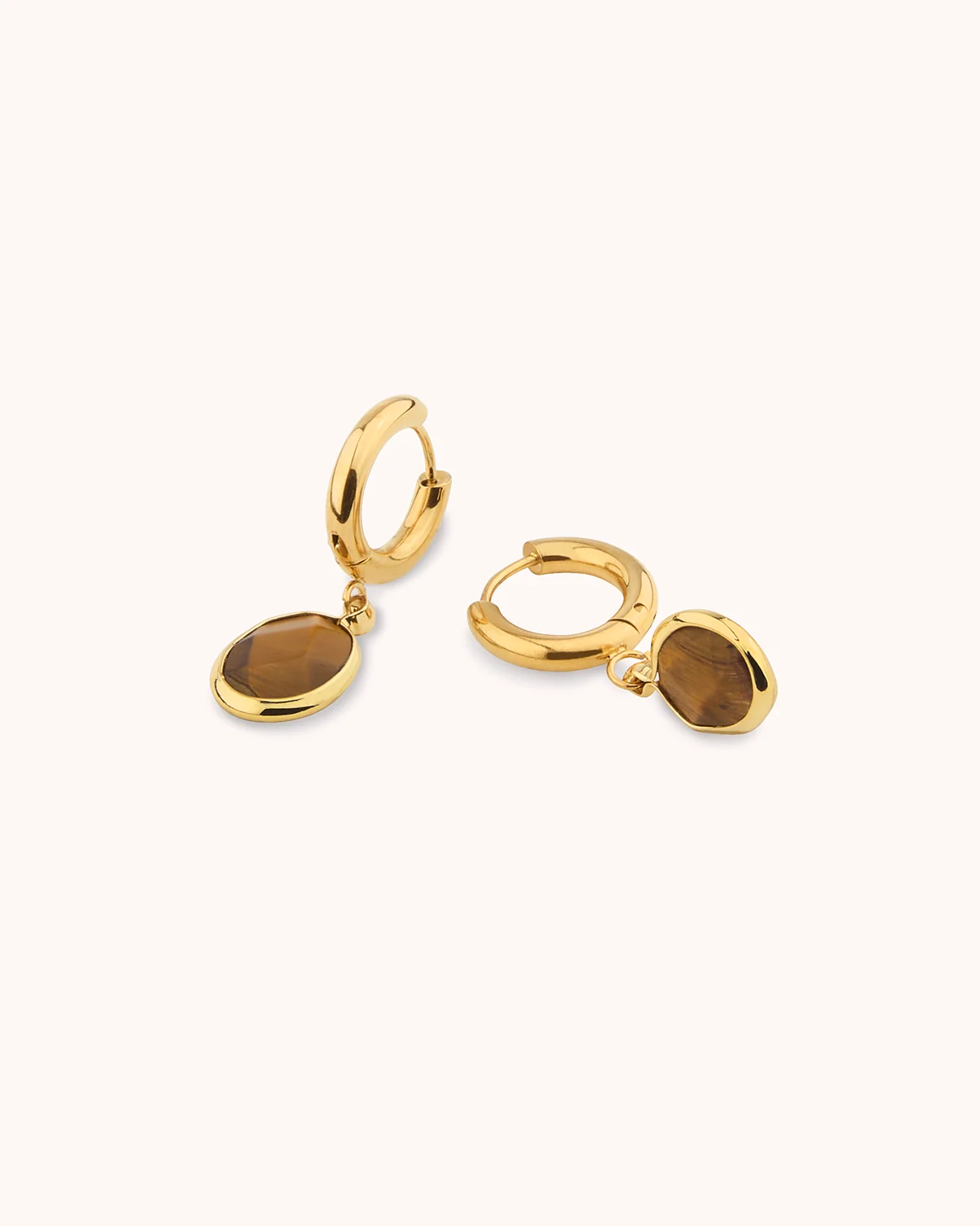 Tiger's Eye Charm Huggies in Gold - Image 3