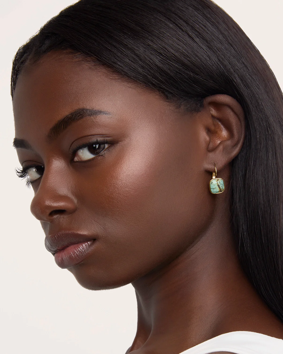 Waterproof Stone Cut Hook Earrings in Gold - Image 2