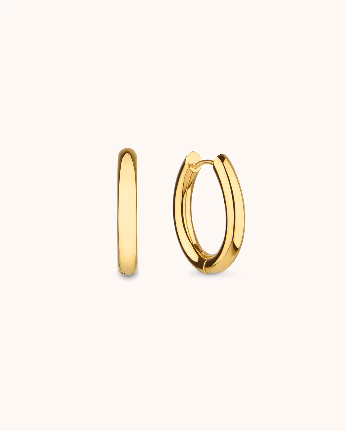 Waterproof Chunky Oval Hoops in Gold