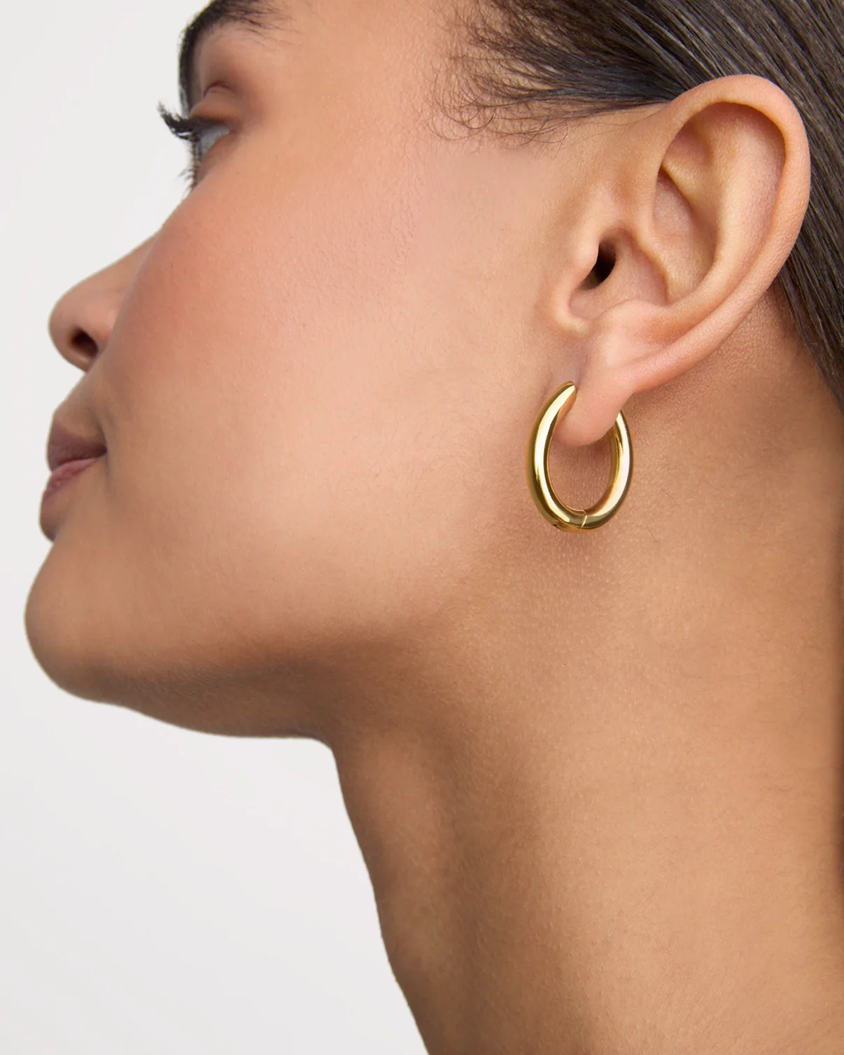 Waterproof Chunky Oval Hoops in Gold - Image 3