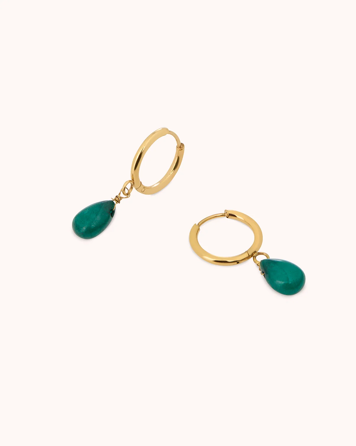 Green Jade Drop Hoops in Green - Image 3