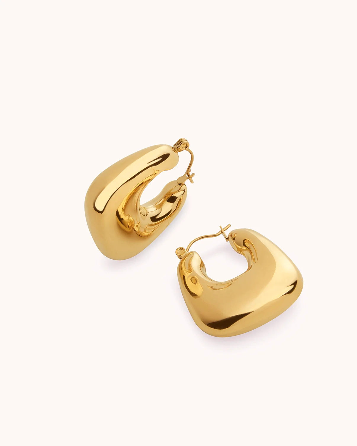 Waterproof Square Chunky Hoops in Gold - Image 3