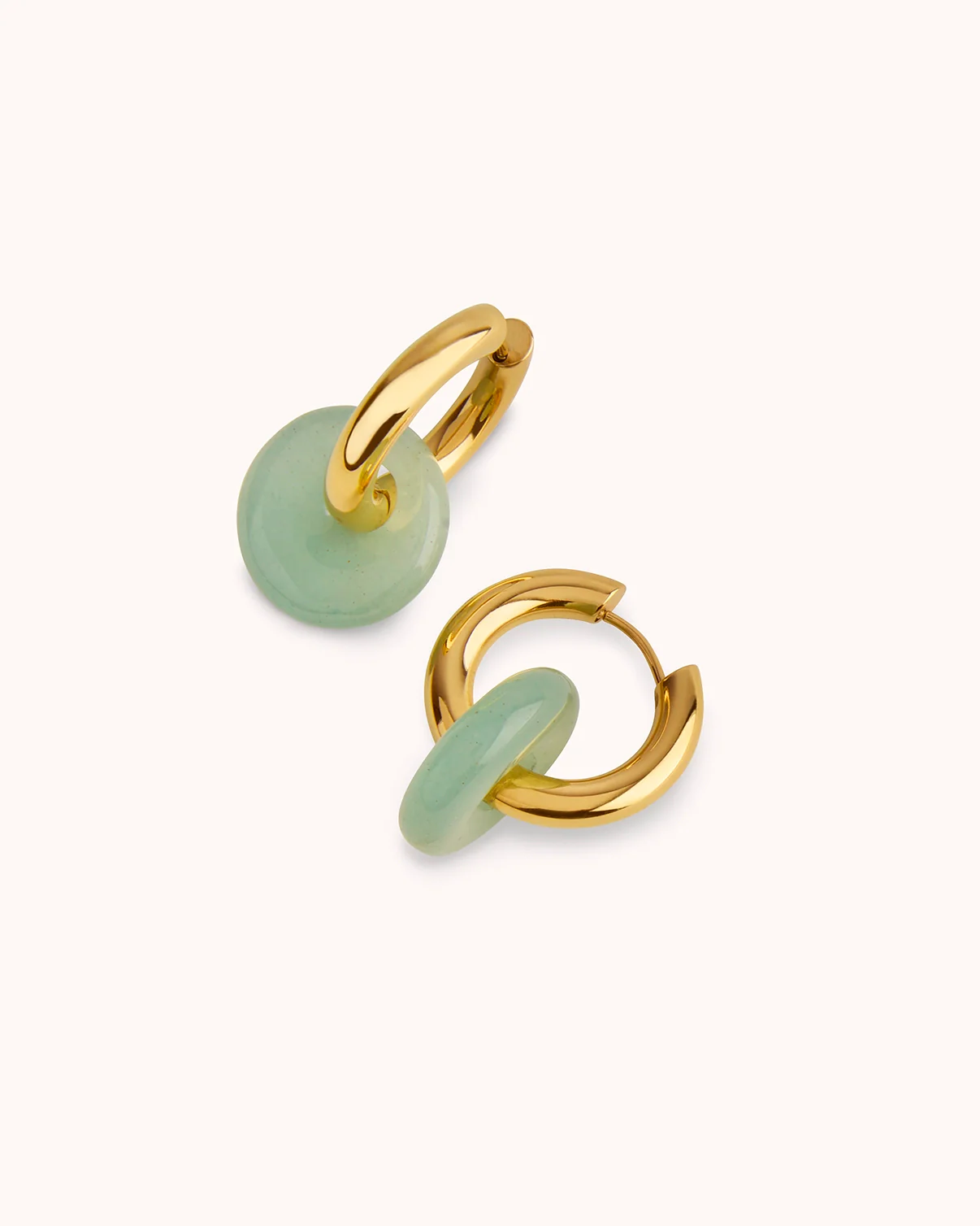 Semi-Precious Round Charm Hoops in Gold - Image 4