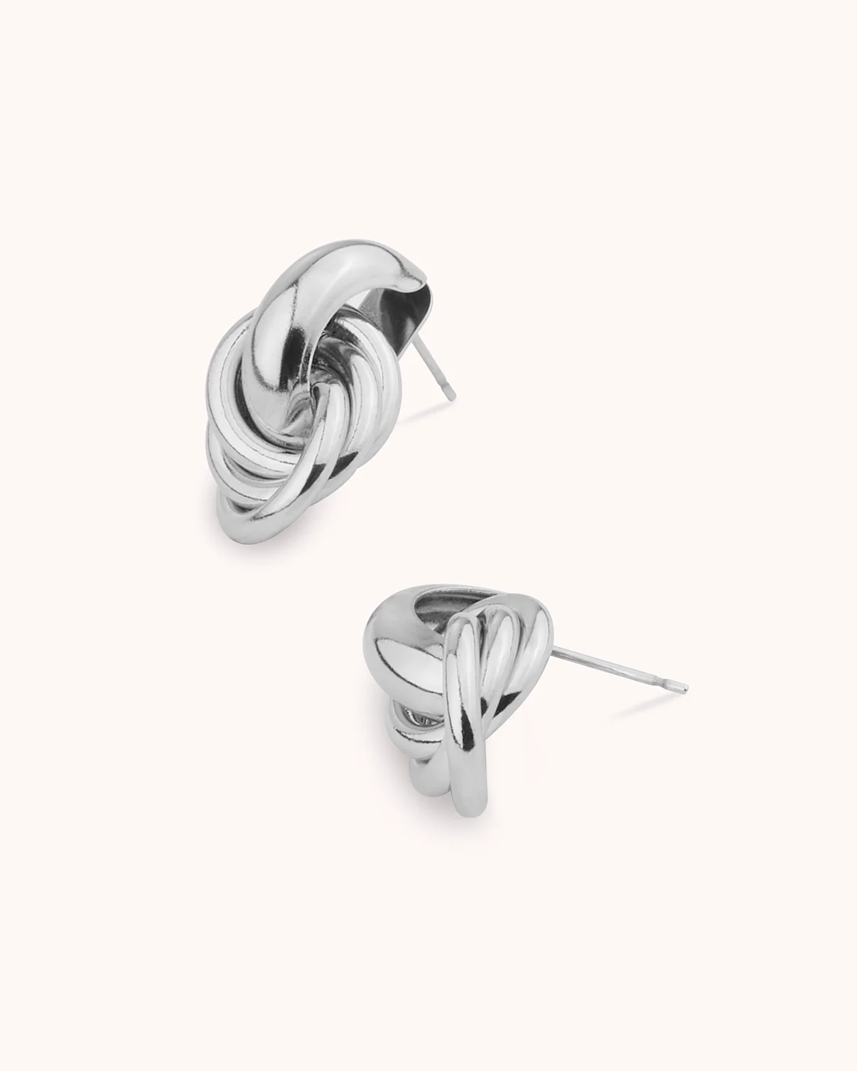 Chunky Twist Stud Earrings in Silver - Image 3