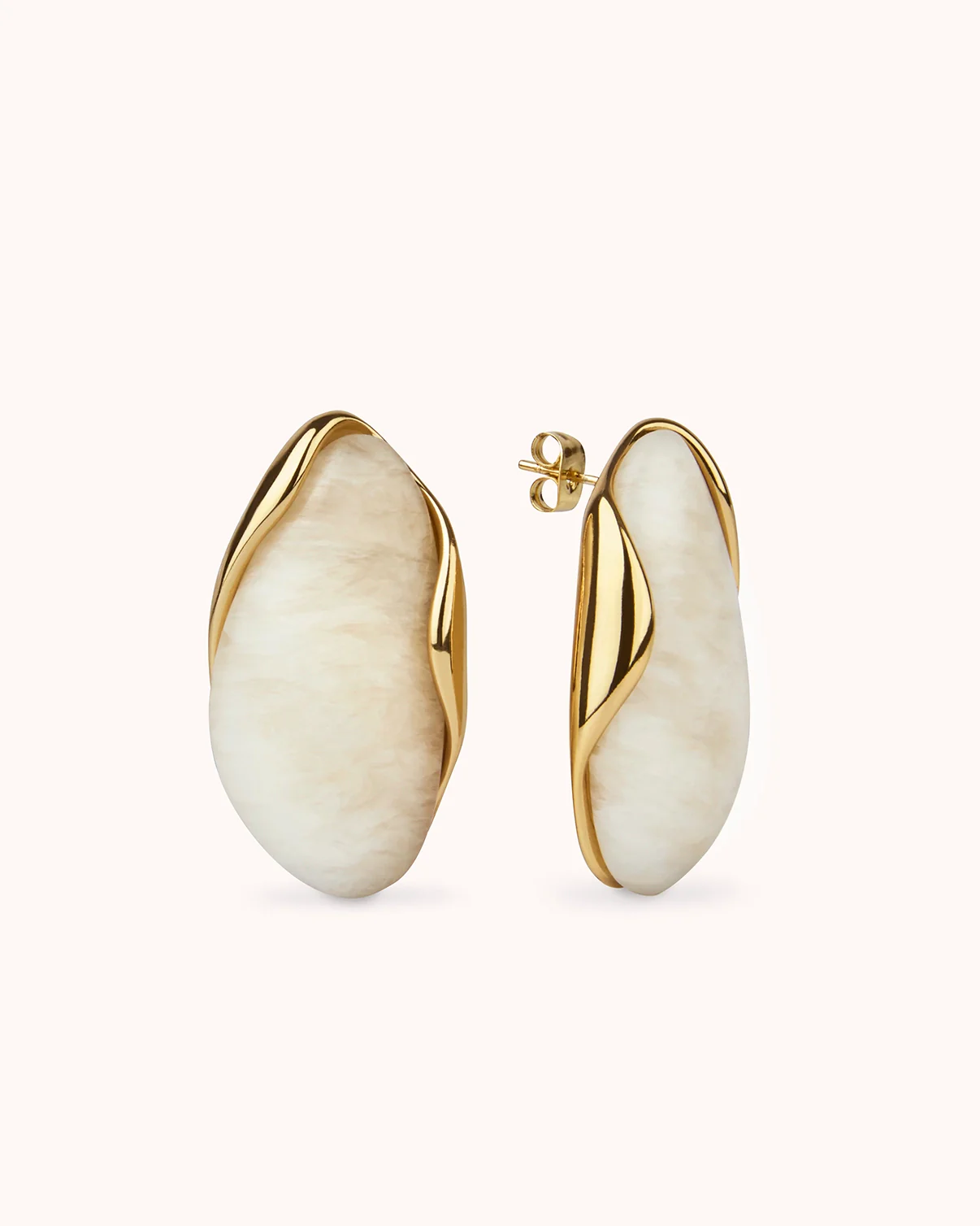 Semi-Precious Stone Studs in Cream