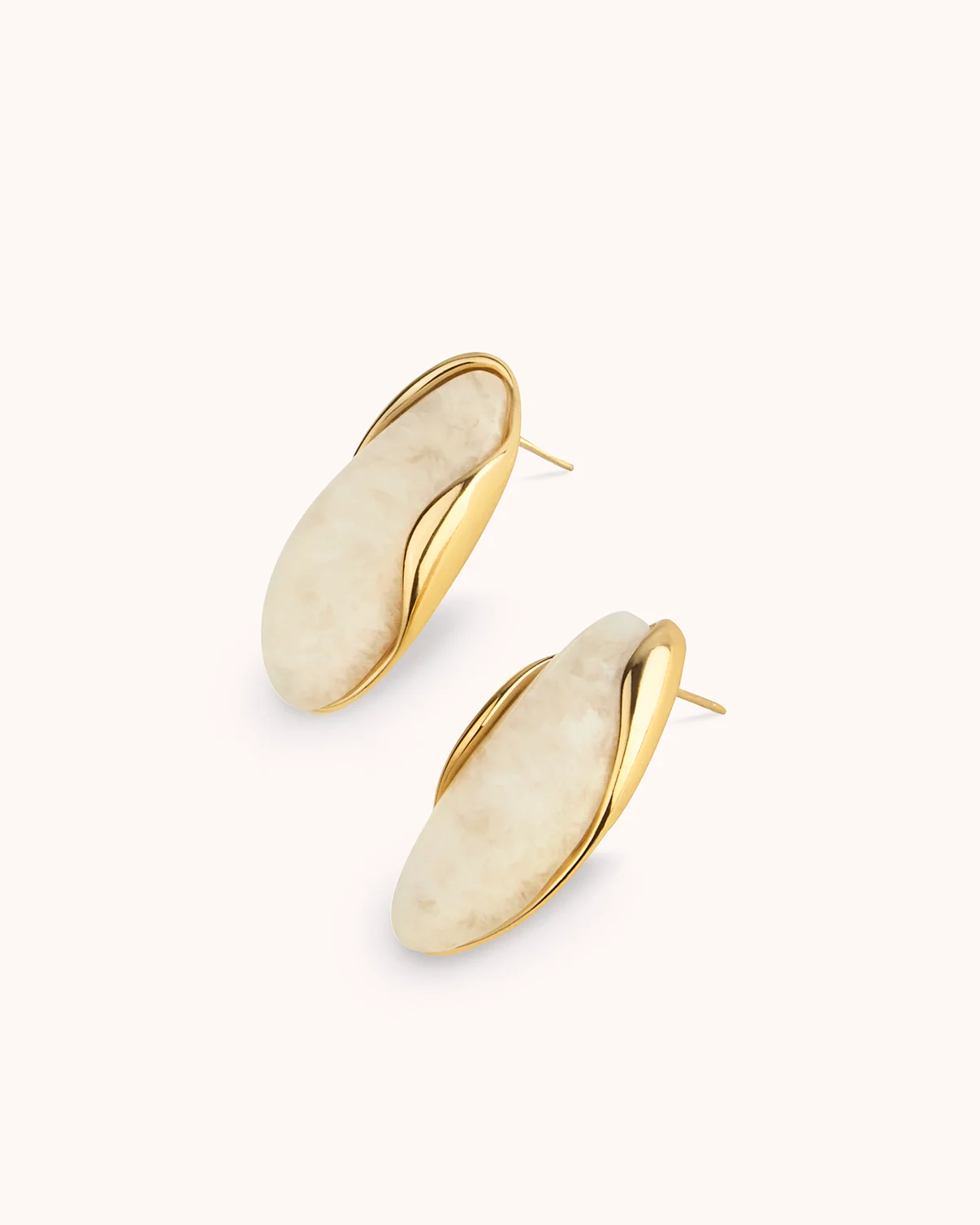 Semi-Precious Stone Studs in Cream - Image 3