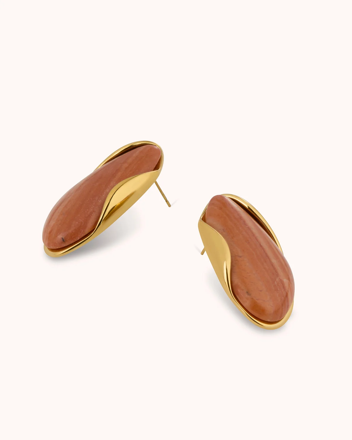 Semi-Precious Statement Studs in Brown - Image 3