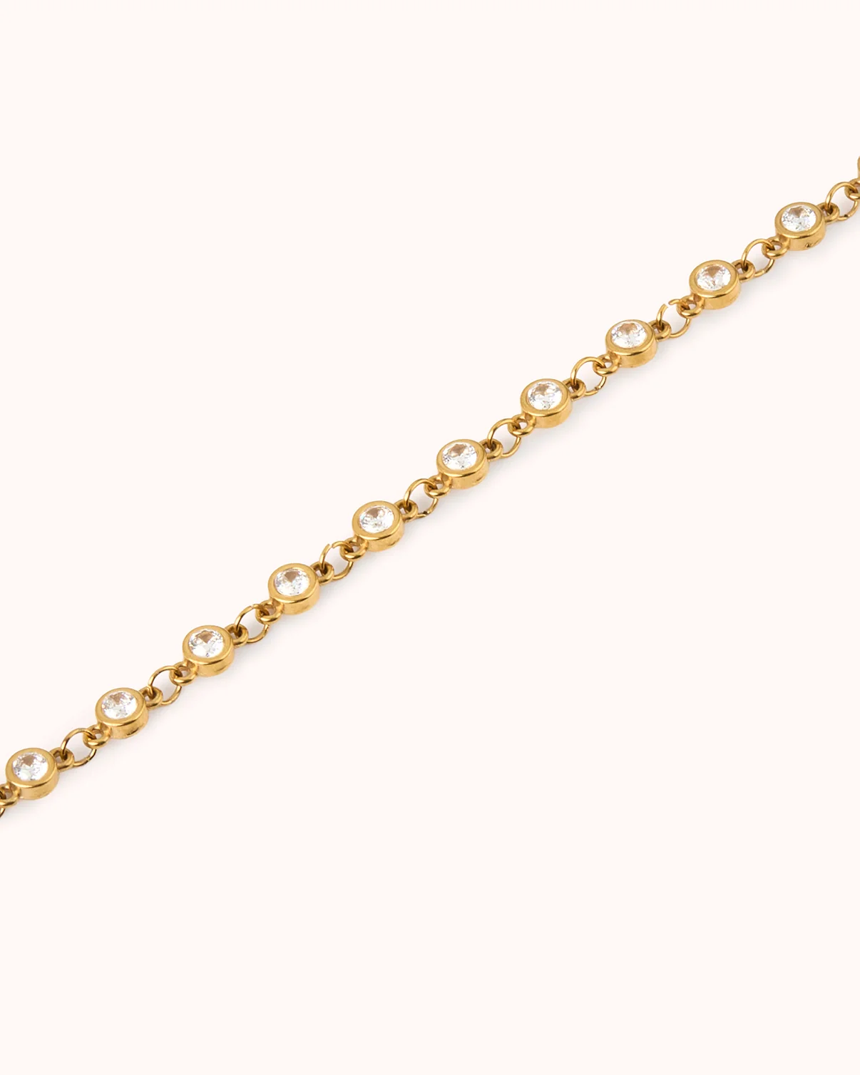 Waterproof Cubic Zirconia Station Necklace in Gold - Image 2