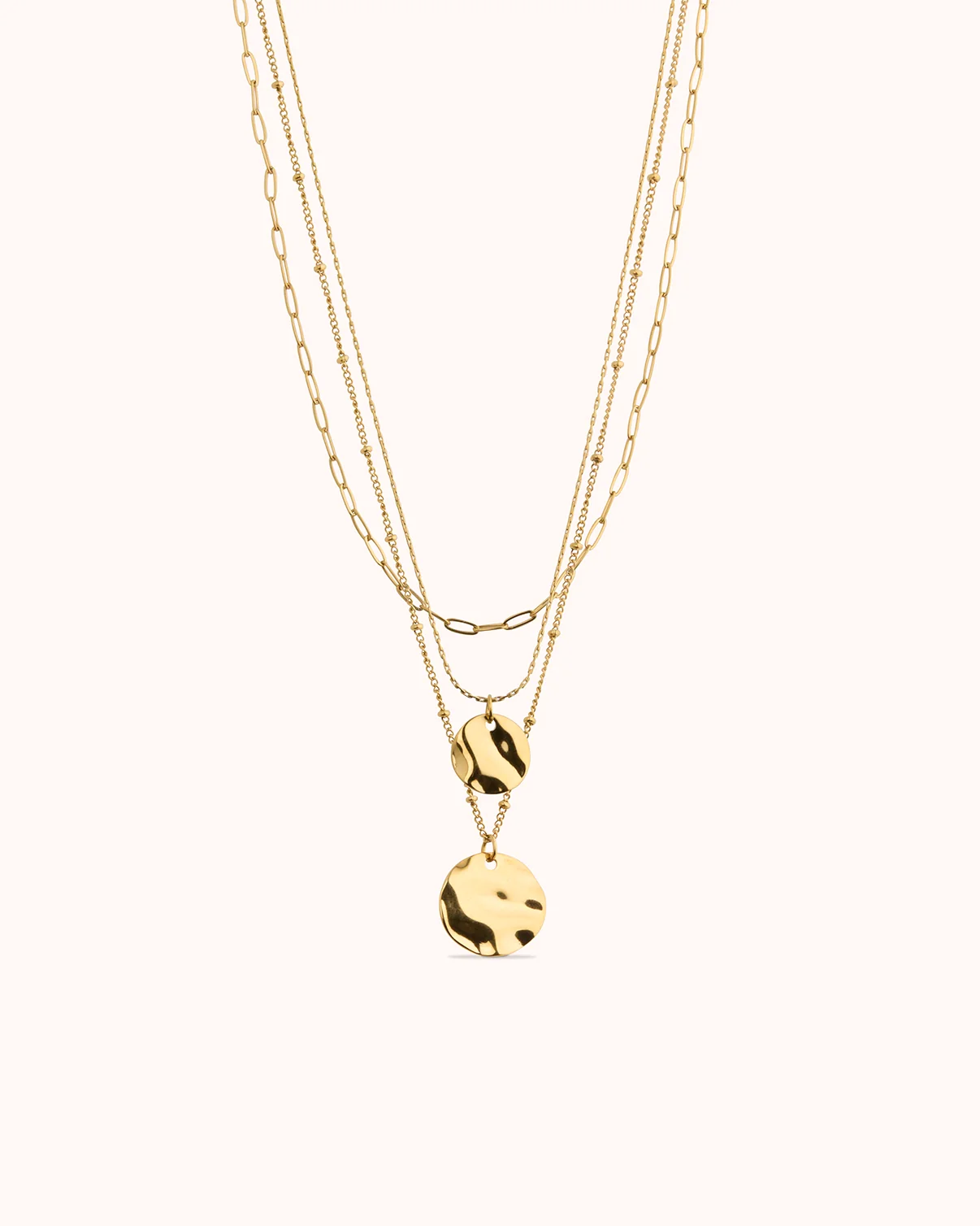 Waterproof Multi-Chain Molten Necklace in Gold