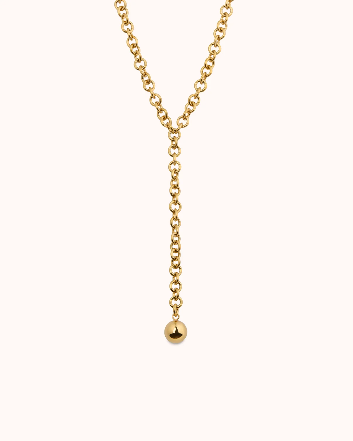 Chunky Chain Ball Lariat Necklace in Gold