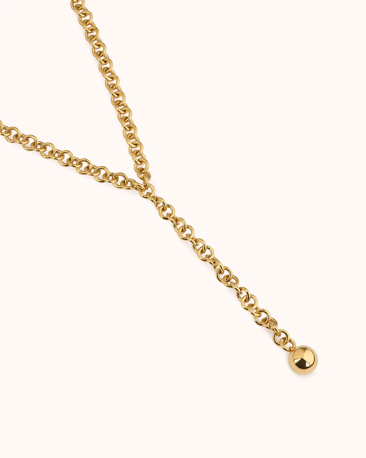 Chunky Chain Ball Lariat Necklace in Gold - Image 3