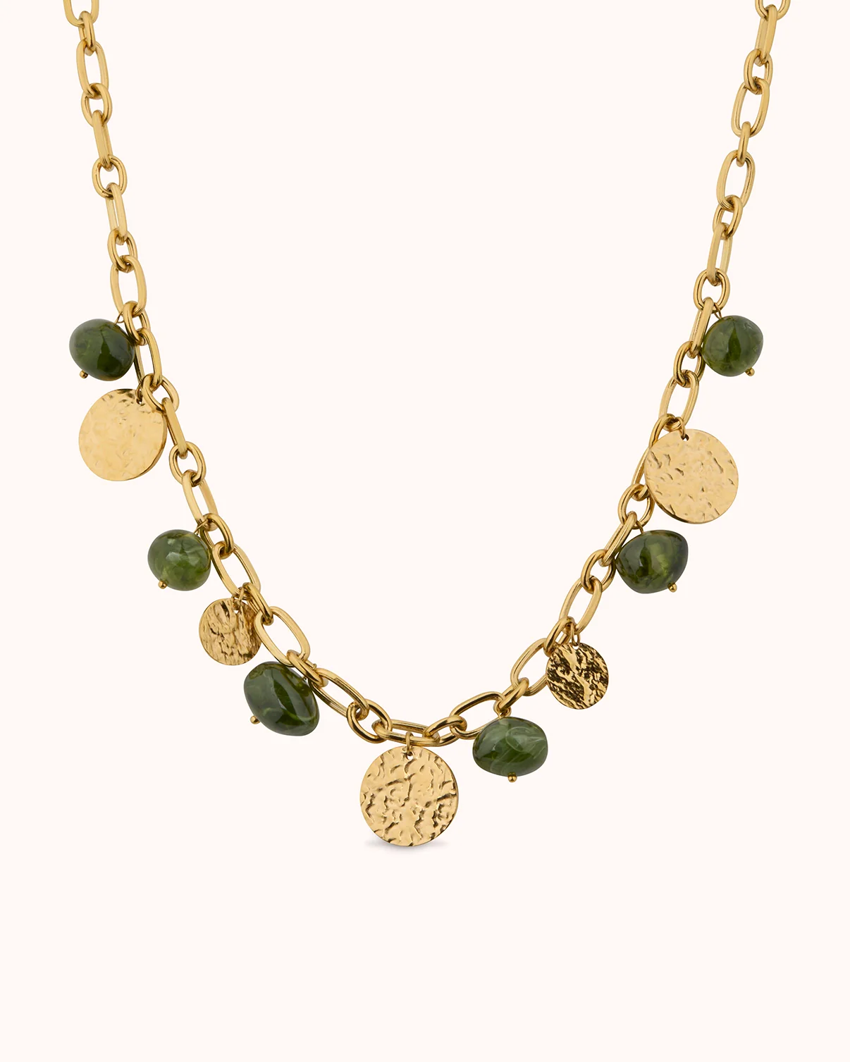 Waterproof Stone Charm Necklace in Gold
