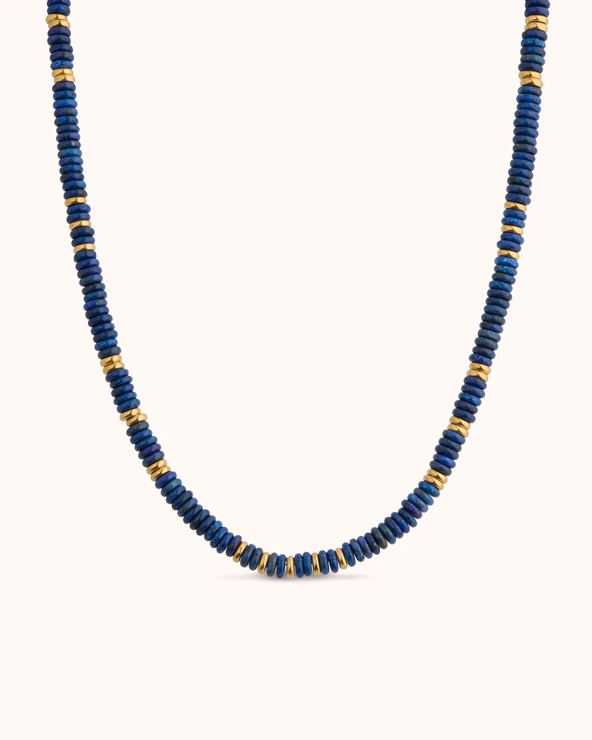 Waterproof Oval Beaded Necklace in Gold