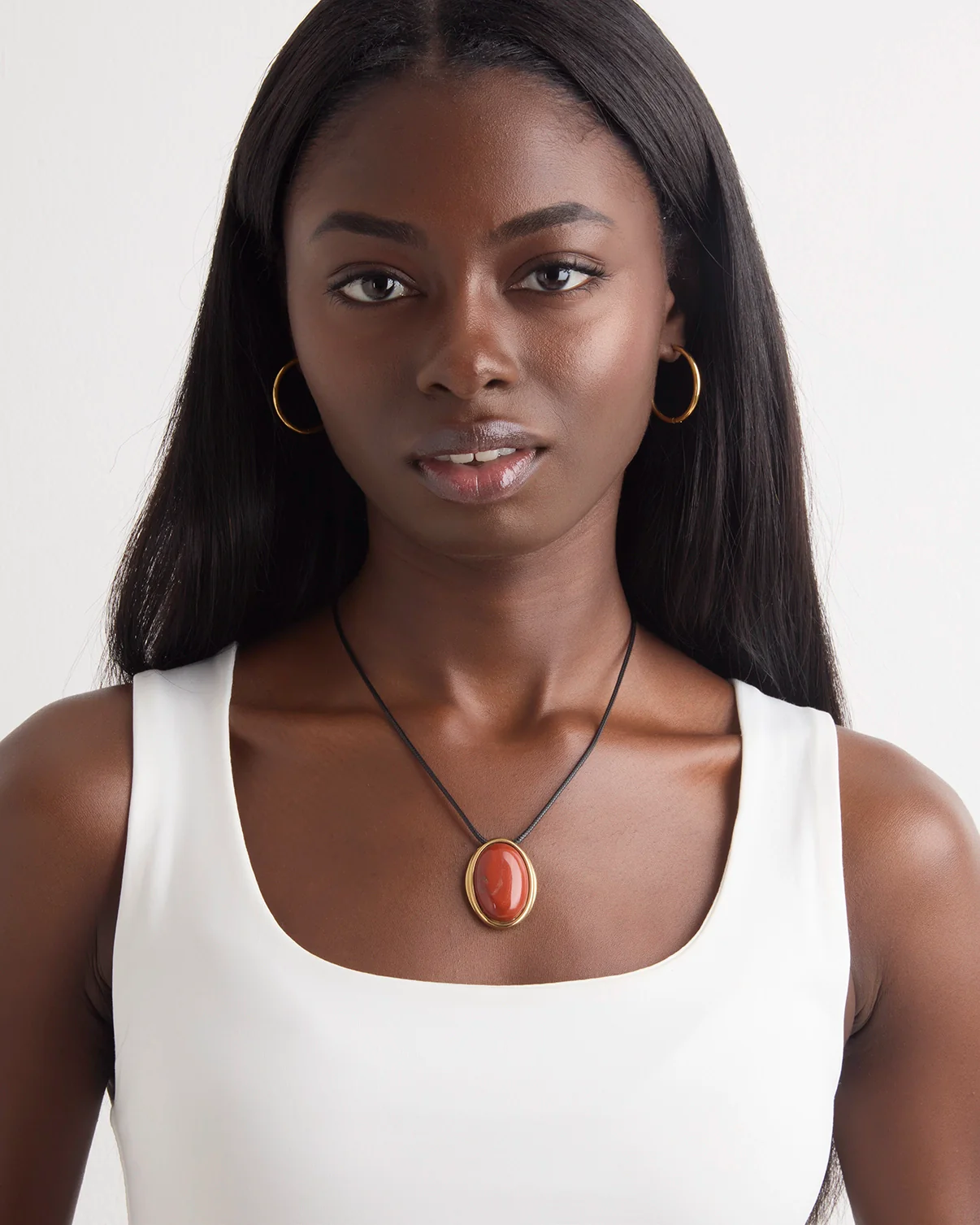 Waterproof Semi-Precious Pendant Necklace in Gold - Image 2
