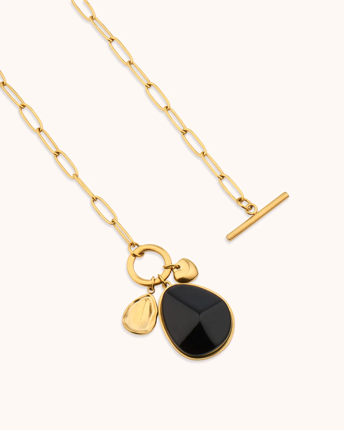 Waterproof Resin Pendant T-Bar Necklace in Gold - Image 3