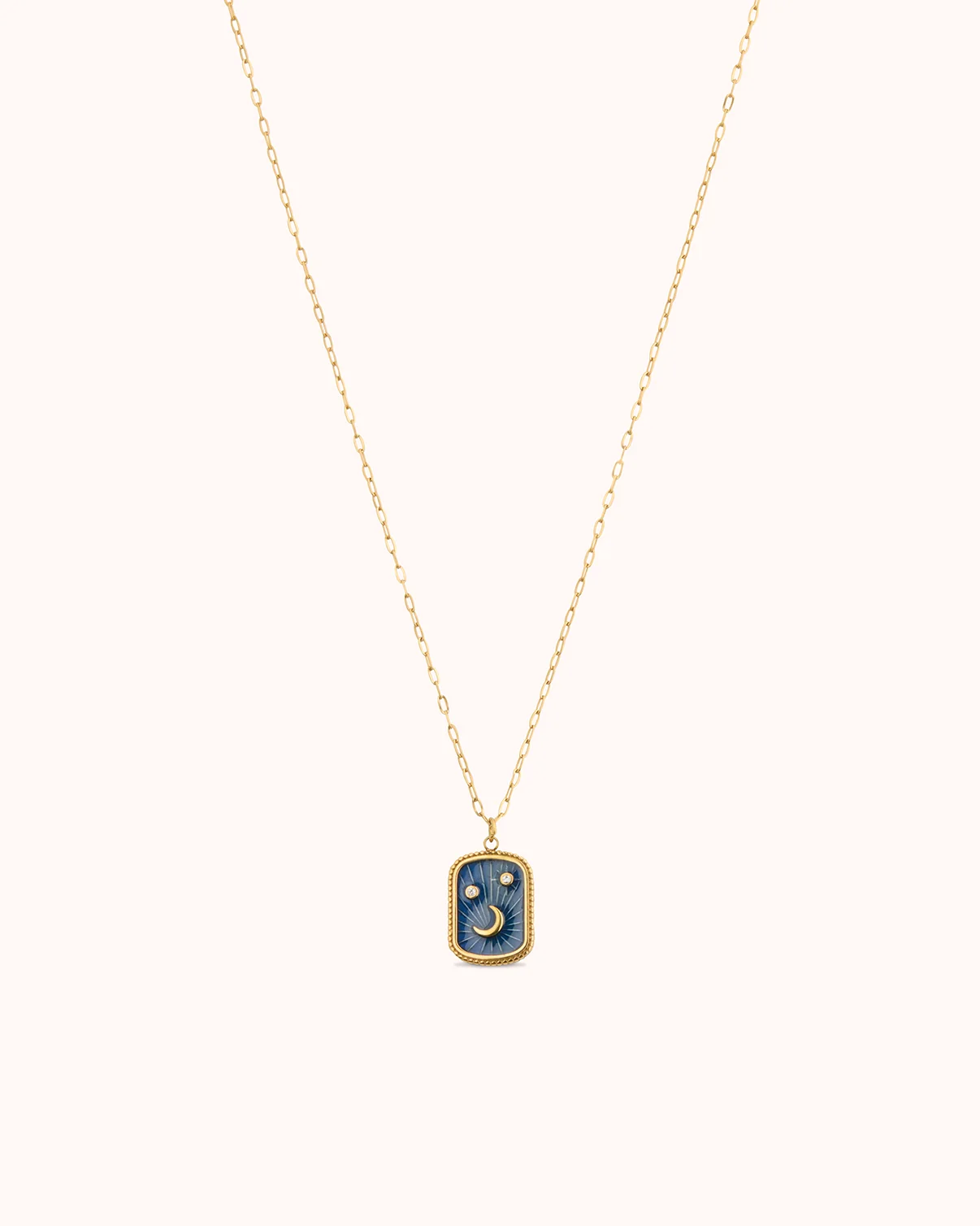 Waterproof Moon Tag Pendant Necklace in Gold