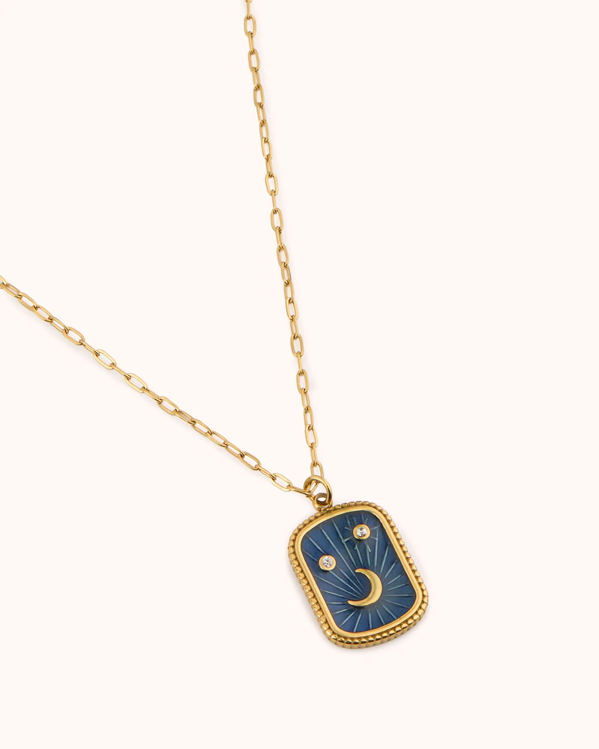 Waterproof Moon Tag Pendant Necklace in Gold - Image 3