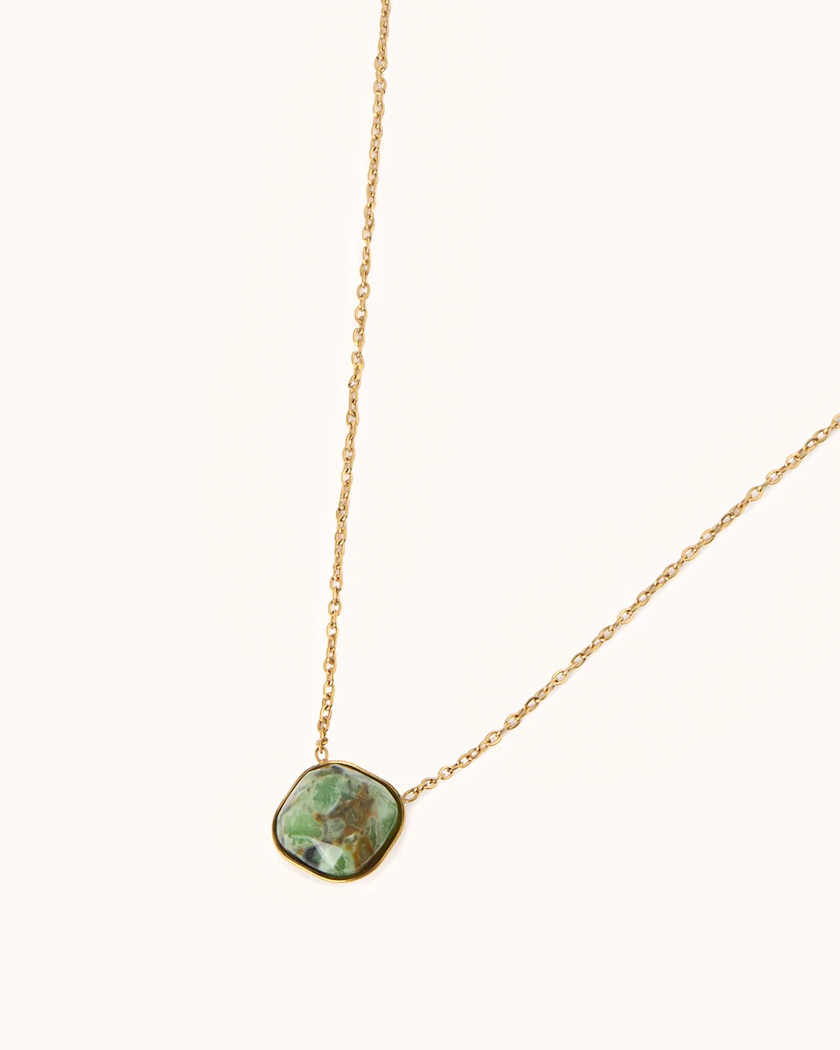 Waterproof Square Stone Pendant Necklace in Gold - Image 3
