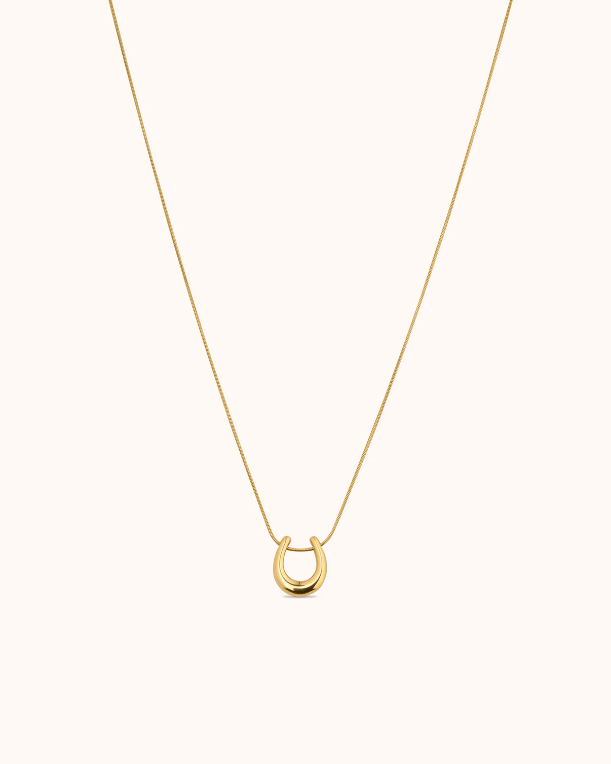 Waterproof U Pendant Necklace in Gold
