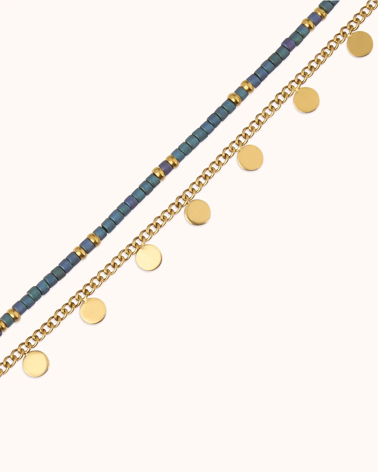 Waterproof Double Chain Beaded Bracelet in Gold - Image 3
