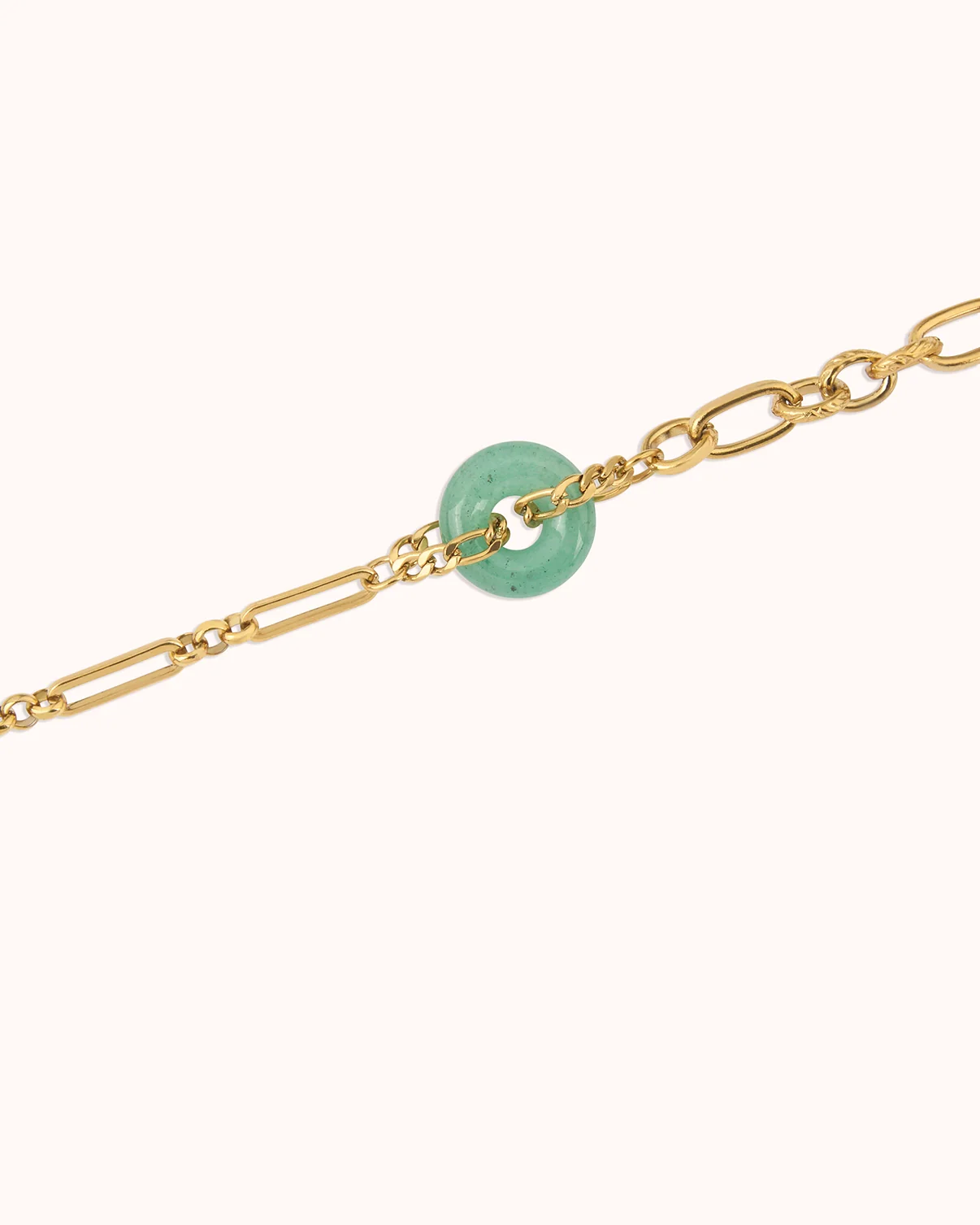 Waterproof Round Semi-Precious Stone Chain Bracelet in Gold - Image 3