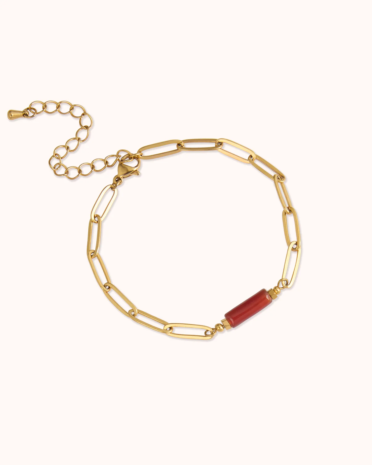 Waterproof Semi-Precious Link Bar Bracelet in Gold