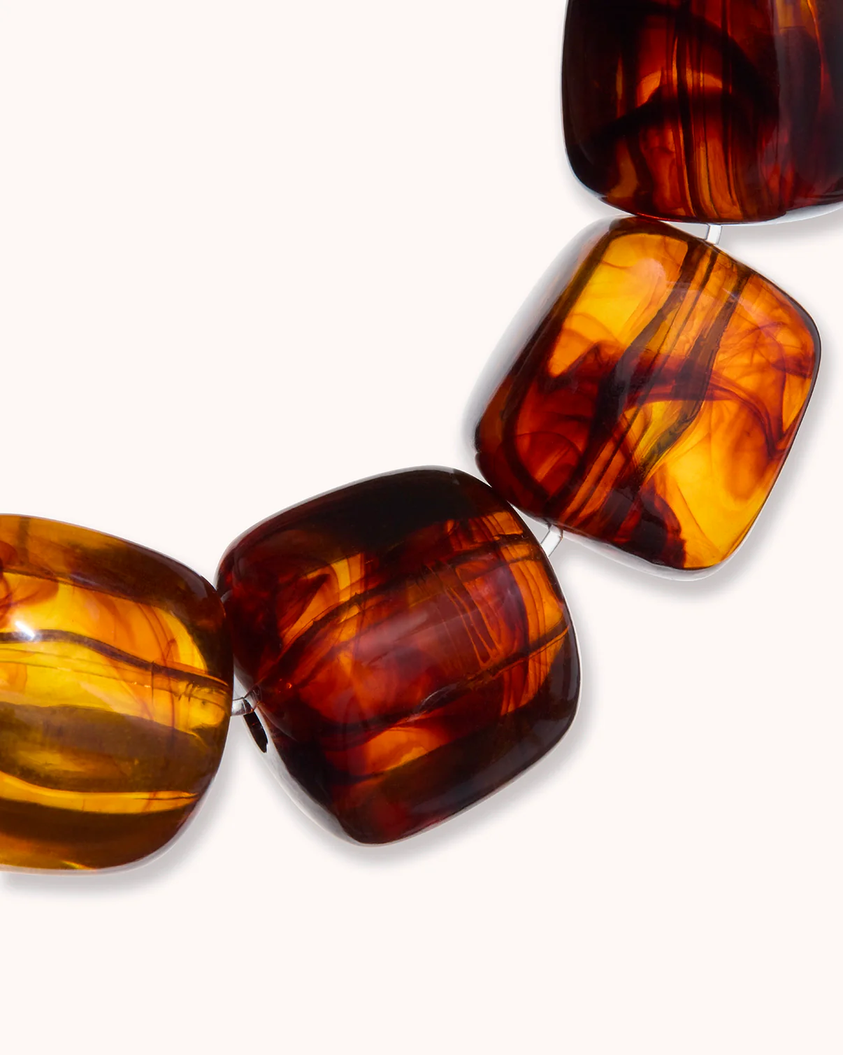 Chunky Resin Beaded Bracelet in Brown - Image 3