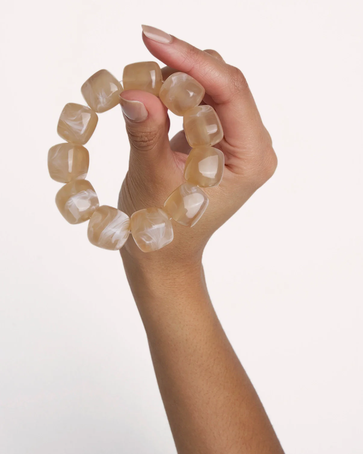 Chunky Resin Beaded Bracelet in Cream - Image 3