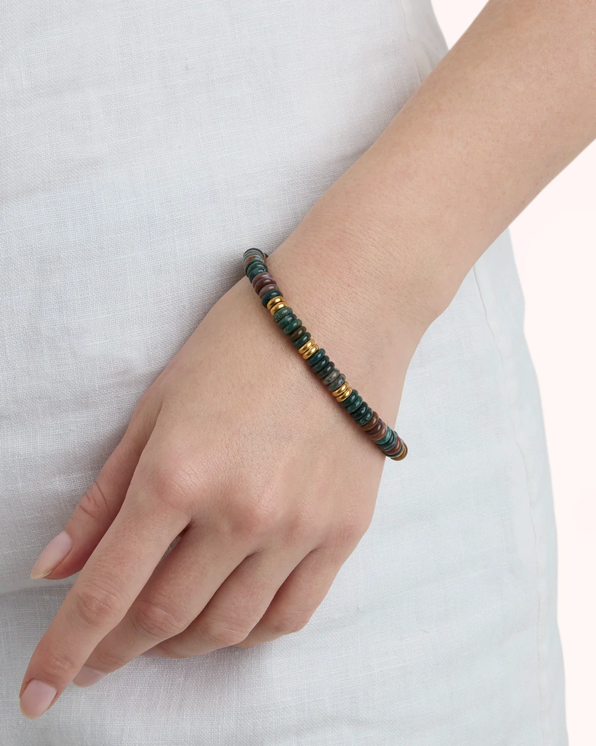 Semi-Precious Beaded Bracelet in Green - Image 2