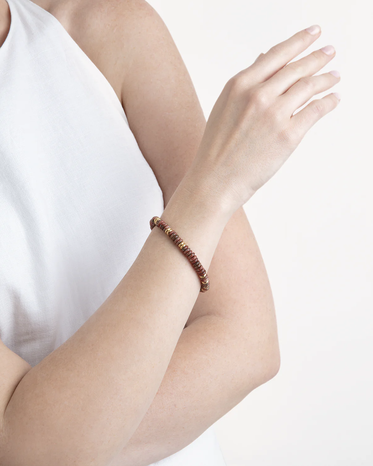 Semi-Precious Beaded Bracelet in Brown - Image 2